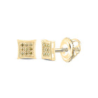 10K Yellow Gold Round Diamond Yellow Color Enhanced Cluster Square Kite Earrings 1/20 Cttw - Splendid Jewellery