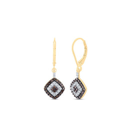 10K Yellow Gold Round Brown Diamond Earrings - Splendid Jewellery