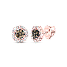 Load image into Gallery viewer, Round Brown Diamond Cluster Earrings 1/4 Cttw - Splendid Jewellery