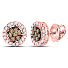 Load image into Gallery viewer, Round Brown Diamond Cluster Earrings 1/4 Cttw - Splendid Jewellery