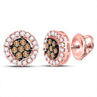 Round Brown Diamond Cluster Earrings 1/4 Cttw - Splendid Jewellery