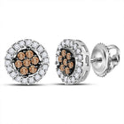 10K White Gold Elegant Stud Earrings with Brown Diamond - Splendid Jewellery