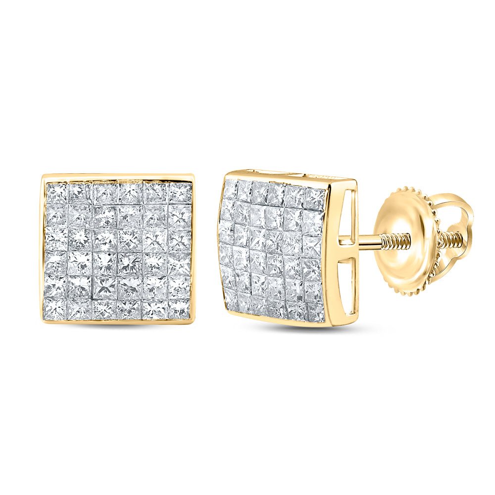 14K Yellow Gold Diamond Stud Earrings 2 Cttw - Splendid Jewellery