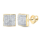14K Yellow Gold Diamond Stud Earrings 2 Cttw - Splendid Jewellery