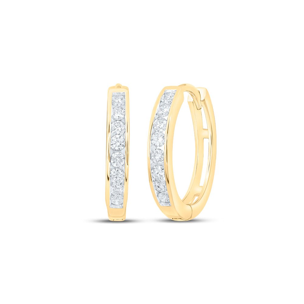 10K Yellow Gold Round Diamond Hoop Earrings Gift Edition - Splendid Jewellery