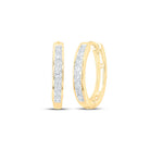 10K Yellow Gold Round Diamond Hoop Earrings Gift Edition - Splendid Jewellery