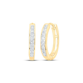 10K Yellow Gold Round Diamond Hoop Earrings Gift Edition - Splendid Jewellery