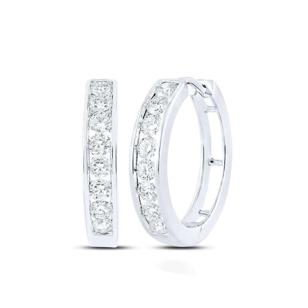 10K White Gold Diamond Hoop Earrings 1 Cttw Gift Edition - Splendid Jewellery