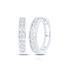 Load image into Gallery viewer, 10K White Gold Diamond Hoop Earrings 1 Cttw Gift Edition - Splendid Jewellery