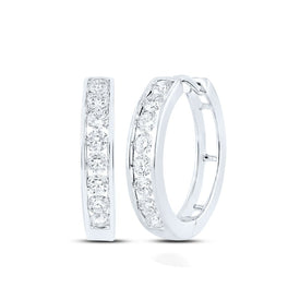 10K White Gold Diamond Hoop Earrings 1 Cttw Gift Edition - Splendid Jewellery