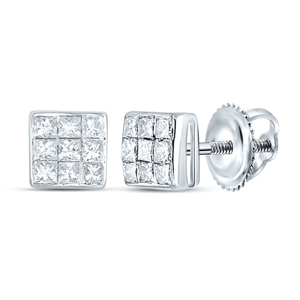 14K White Gold Elegant Stud Earrings with Diamond for Everyday Wear - Splendid Jewellery