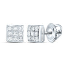 14K White Gold Elegant Stud Earrings with Diamond for Everyday Wear - Splendid Jewellery