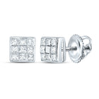 14K White Gold Elegant Stud Earrings with Diamond for Everyday Wear - Splendid Jewellery