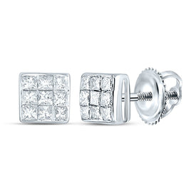 14K White Gold Elegant Stud Earrings with Diamond for Everyday Wear - Splendid Jewellery
