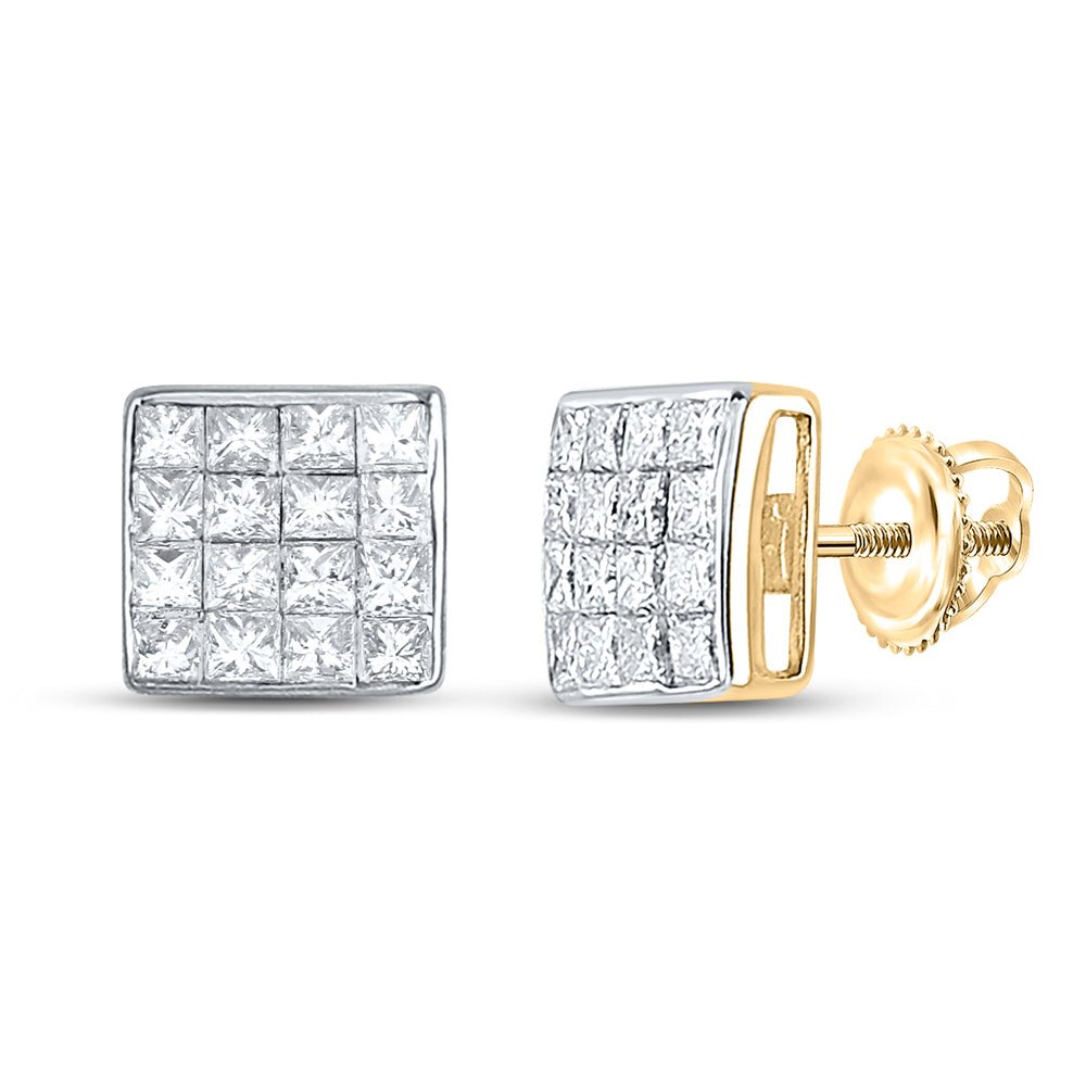 14K Yellow Gold Princess Diamond Stud Earrings Gift Edition - Splendid Jewellery