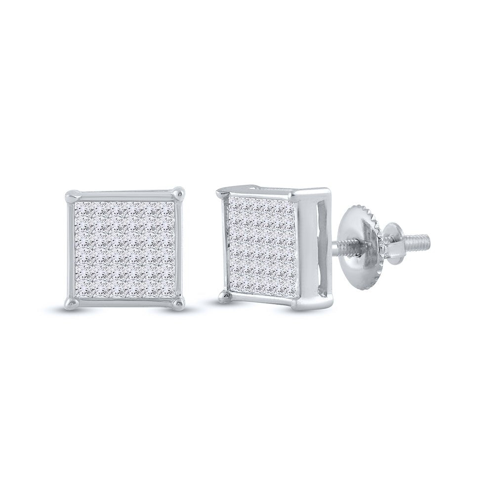 14K White Gold Princess Diamond Earrings - Splendid Jewellery