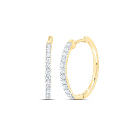 10K Yellow Gold Round Diamond Hoop Earrings with Elegant Styling - Splendid Jewellery