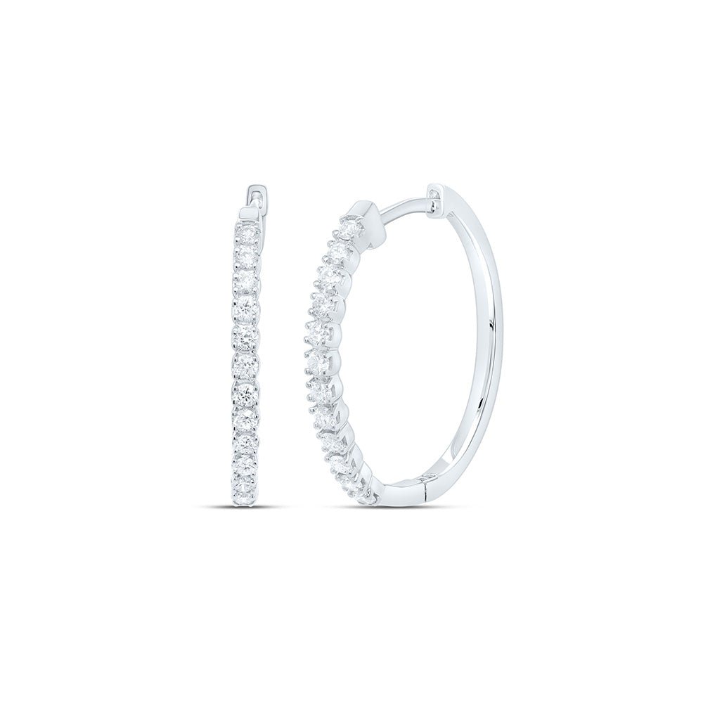 10K White Gold Luxury Diamond Hoop Earrings for Everyday Wear - Splendid Jewellery