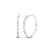 Load image into Gallery viewer, 10K White Gold Luxury Diamond Hoop Earrings for Everyday Wear - Splendid Jewellery