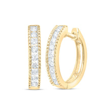 Load image into Gallery viewer, 10K Yellow Gold Elegant Hoop Earrings with Diamond with Fine Detail - Splendid Jewellery
