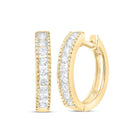 10K Yellow Gold Elegant Hoop Earrings with Diamond with Fine Detail - Splendid Jewellery