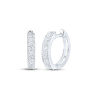 10K White Gold Elegant Hoop Earrings with Diamond for Everyday Wear - Splendid Jewellery