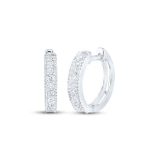 Load image into Gallery viewer, 10K White Gold Elegant Hoop Earrings with Diamond for Everyday Wear - Splendid Jewellery