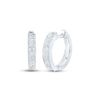 10K White Gold Elegant Hoop Earrings with Diamond for Everyday Wear - Splendid Jewellery