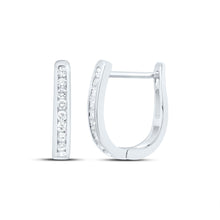 Load image into Gallery viewer, 10K White Gold Elegant Hoop Earrings with Diamond with Natural Sparkle - Splendid Jewellery