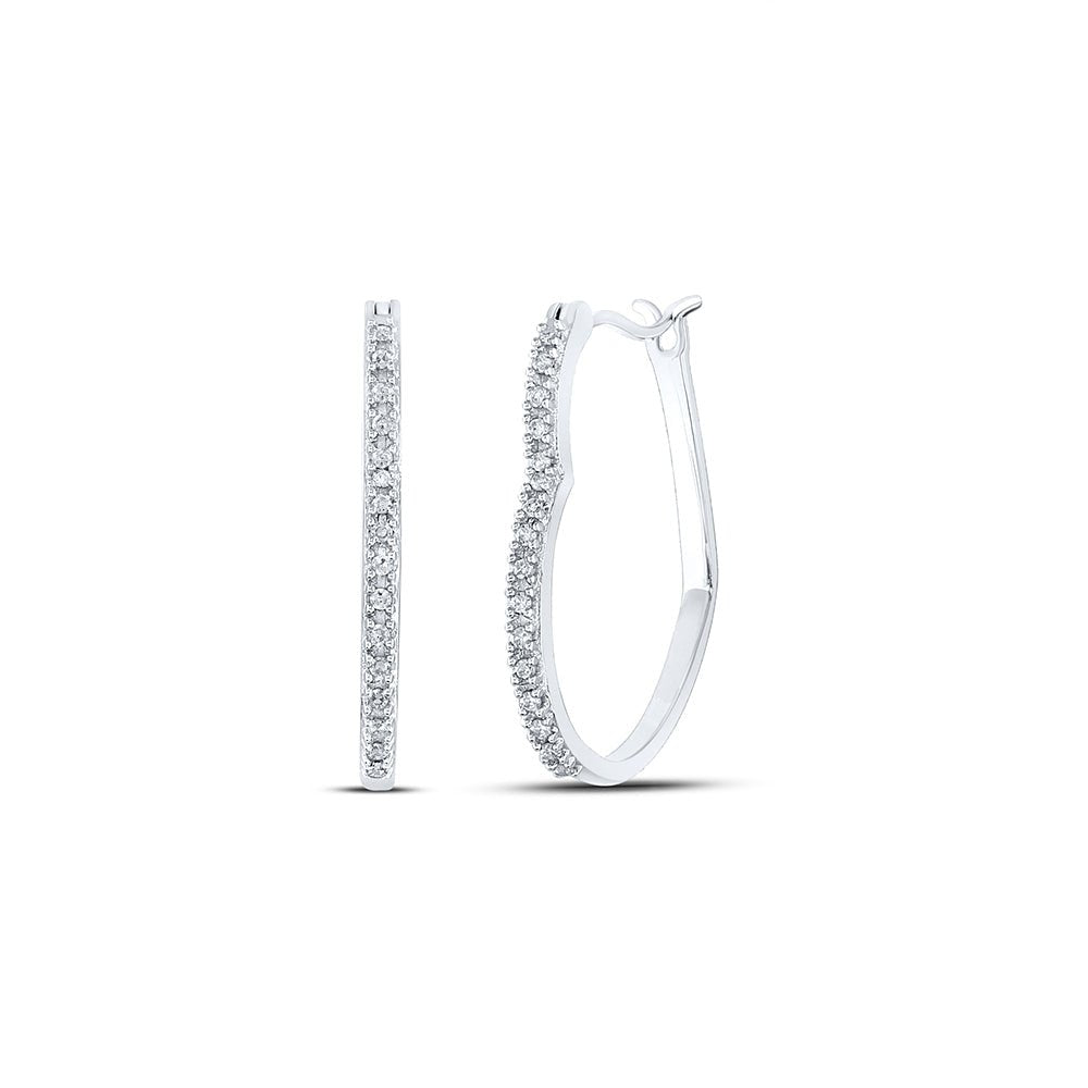 10K White Gold Diamond Hoop Earrings 1/8 Cttw - Splendid Jewellery