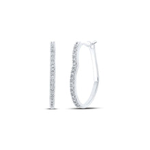 Load image into Gallery viewer, 10K White Gold Diamond Hoop Earrings 1/8 Cttw - Splendid Jewellery
