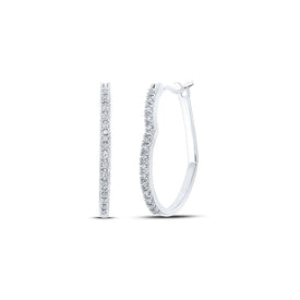 10K White Gold Diamond Hoop Earrings 1/8 Cttw - Splendid Jewellery