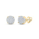 10K Yellow Gold Round Diamond Circle Cluster Stud Earrings 1/4 Cttw - Splendid Jewellery