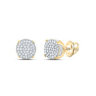 10K Yellow Gold Round Diamond Circle Cluster Stud Earrings 1/4 Cttw - Splendid Jewellery