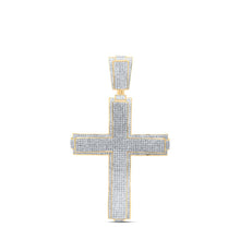 Load image into Gallery viewer, 10K Yellow Gold Round Diamond Roman Cross Charm Pendant 2 1/2 Cttw - Splendid Jewellery