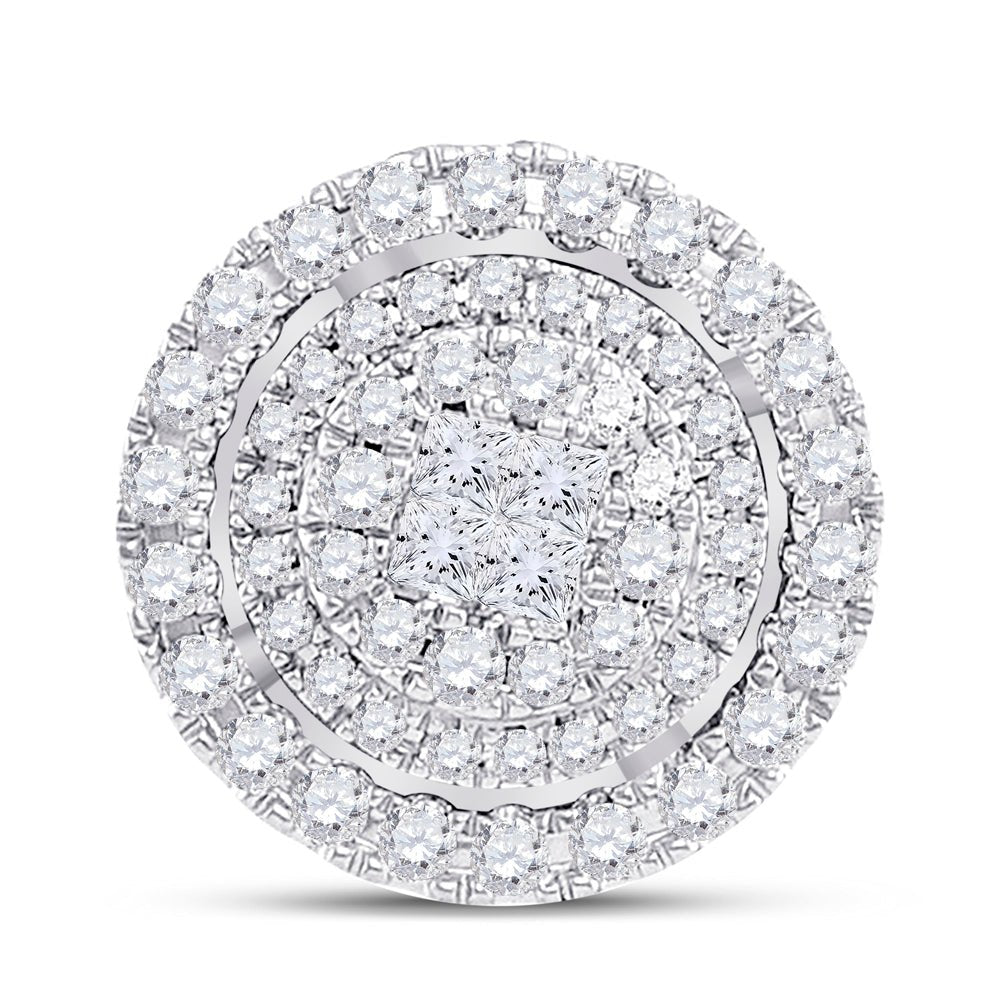 14K Yellow Gold Princess Diamond Womens Princess Fashion Halo Cluster Pendant 1/2 Cttw - Splendid Jewellery