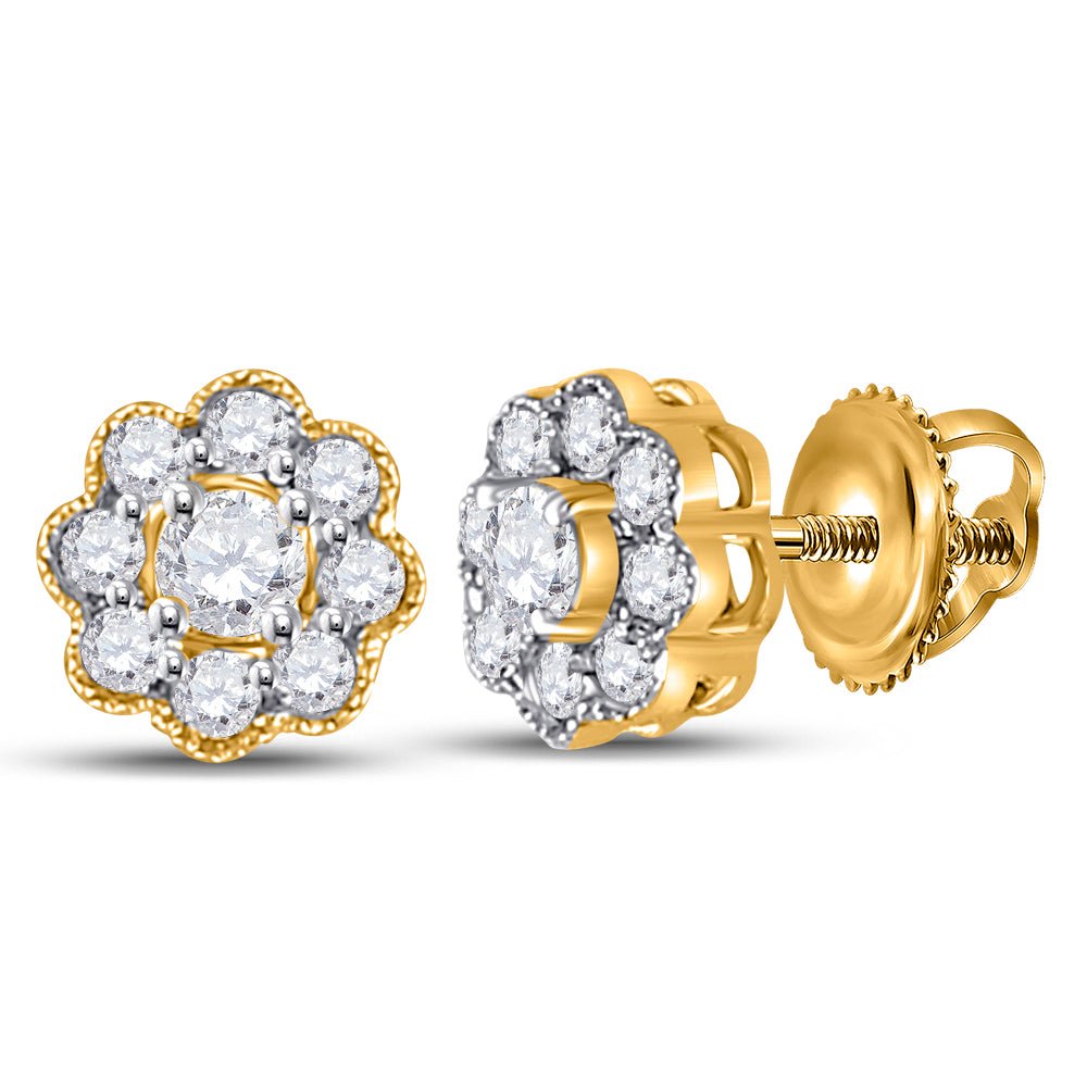 Round Diamond Earrings in 14K Yellow Gold - Splendid Jewellery