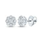 14K White Gold Round Diamond Stud Earrings with Fine Detail - Splendid Jewellery