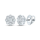 14K White Gold Round Diamond Stud Earrings with Fine Detail - Splendid Jewellery