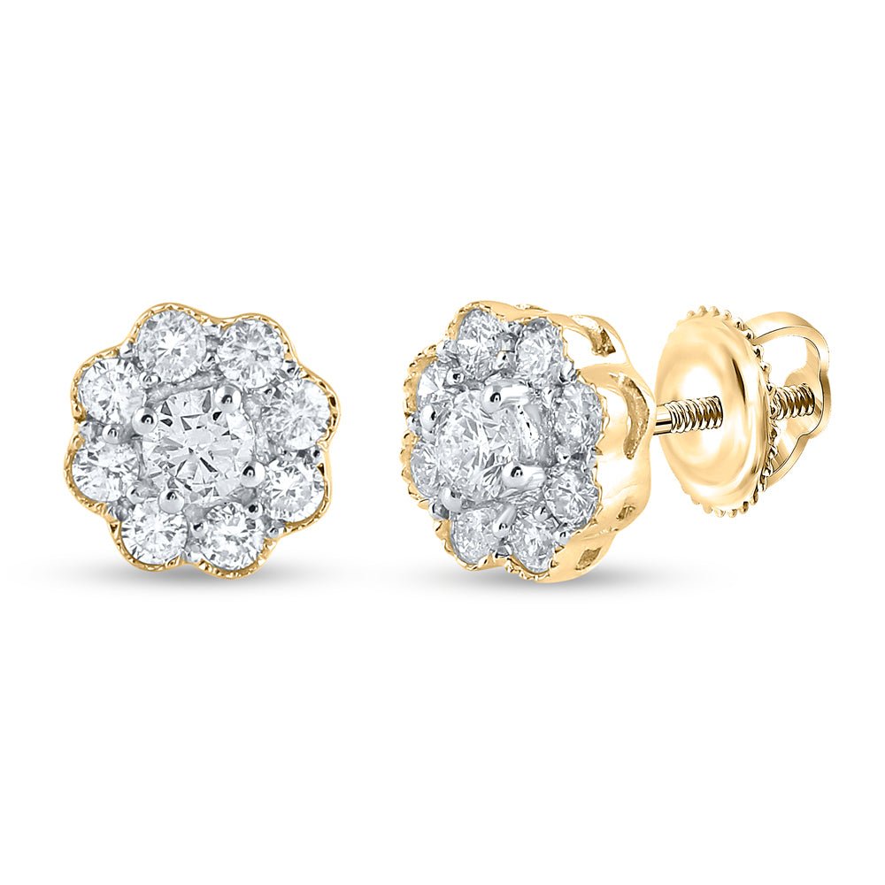 14K Yellow Gold Round Diamond Earrings - Splendid Jewellery