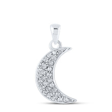 Load image into Gallery viewer, 10K White Gold Round Diamond Womens Crescent Moon Fashion Pendant 1/8 Cttw - Splendid Jewellery
