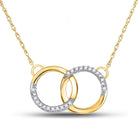 10K Yellow Gold Round Diamond Womens Interlocking Double Circle Pendant Necklace 1/10 Cttw - Splendid Jewellery