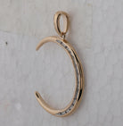 14K Yellow Gold Round Diamond Womens Crescent Moon Pendant 1/6 Cttw - Splendid Jewellery