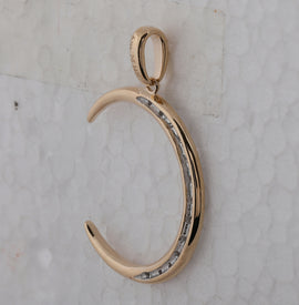 14K Yellow Gold Round Diamond Womens Crescent Moon Pendant 1/6 Cttw - Splendid Jewellery