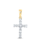 14K Yellow Gold Round Diamond Womens Cross Faith Pendant 1/10 Cttw - Splendid Jewellery