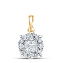 Load image into Gallery viewer, 14K Yellow Gold Princess Diamond Womens Princess Cluster Pendant 1/4 Cttw - Splendid Jewellery