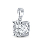 14K White Gold Princess Diamond Womens Princess Fashion Cluster Pendant 1/4 Cttw - Splendid Jewellery