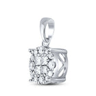14K White Gold Princess Diamond Womens Princess Fashion Cluster Pendant 1/4 Cttw - Splendid Jewellery