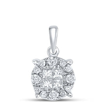 Load image into Gallery viewer, 14K White Gold Princess Diamond Womens Princess Fashion Cluster Pendant 1/4 Cttw - Splendid Jewellery