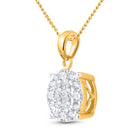 14K Yellow Gold Princess Diamond Womens Princess Fashion Cluster Pendant 1/2 Cttw - Splendid Jewellery